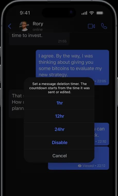 Auto-delete messages settings